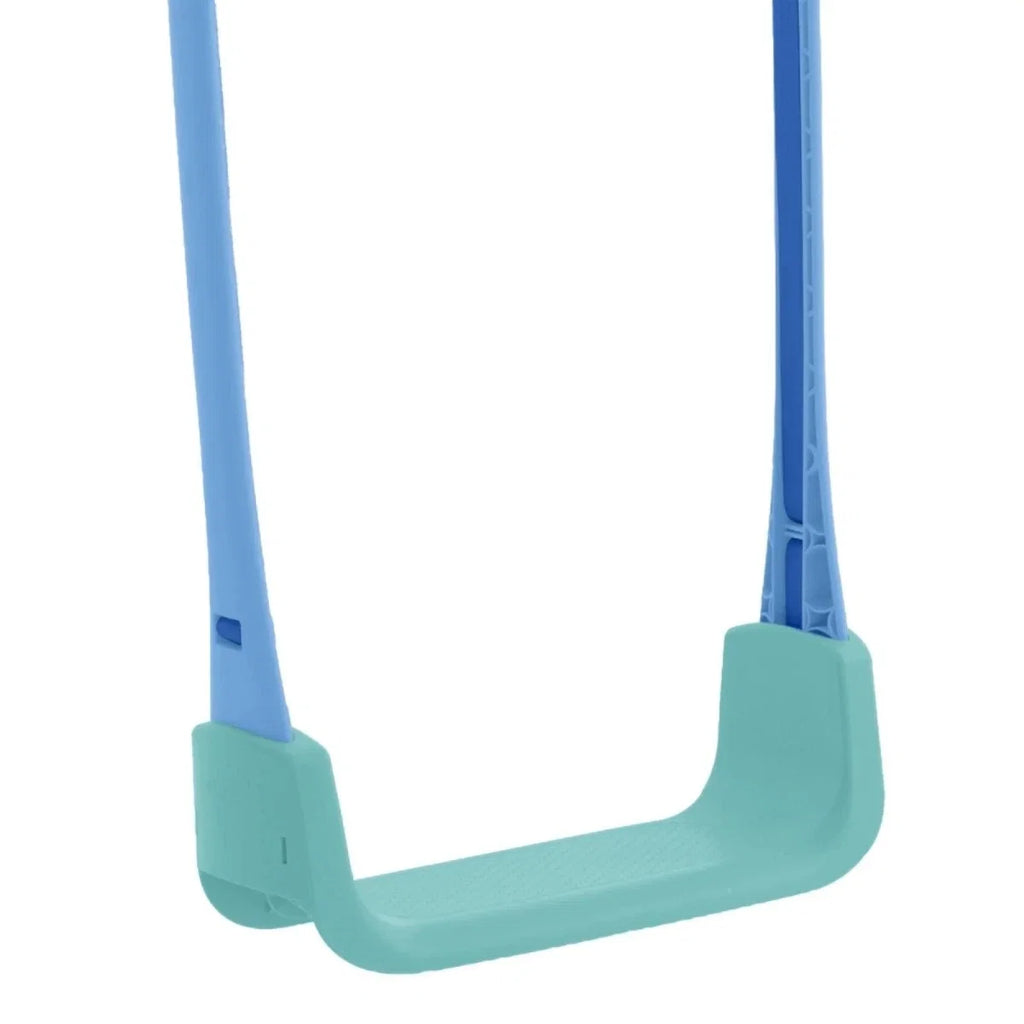 Blue swing support legs and mint seat base for toddler playset