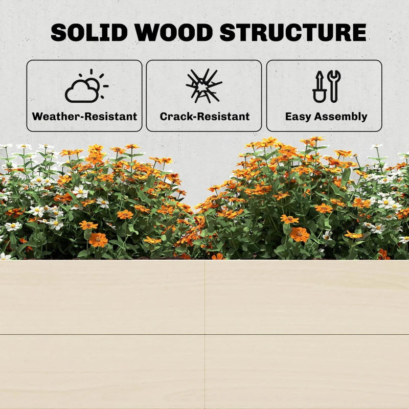 Natural wood raised garden bed with smooth panels and sturdy solid frame