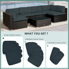 Dark grey outdoor rattan sofa cushion cover set with seat and back sections