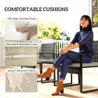 Tan removable cushion for outdoor rattan chair with washable cover and water-resistant fabric