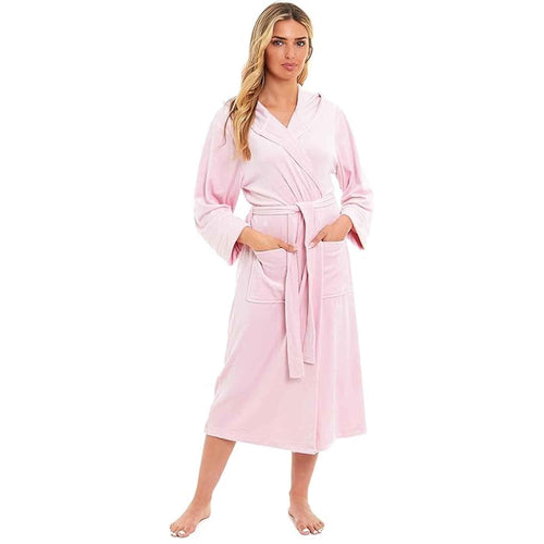 elegant-women-s-hooded-velour-robe-ultra-soft-luxurious-bathrobe-perfect-for-lounging-spa-and-gym-in-pink-and-grey-adjustable-fit-multiple-sizes-by-daisy-dreamer-pink-s-robe-118473384 - Bobobiy