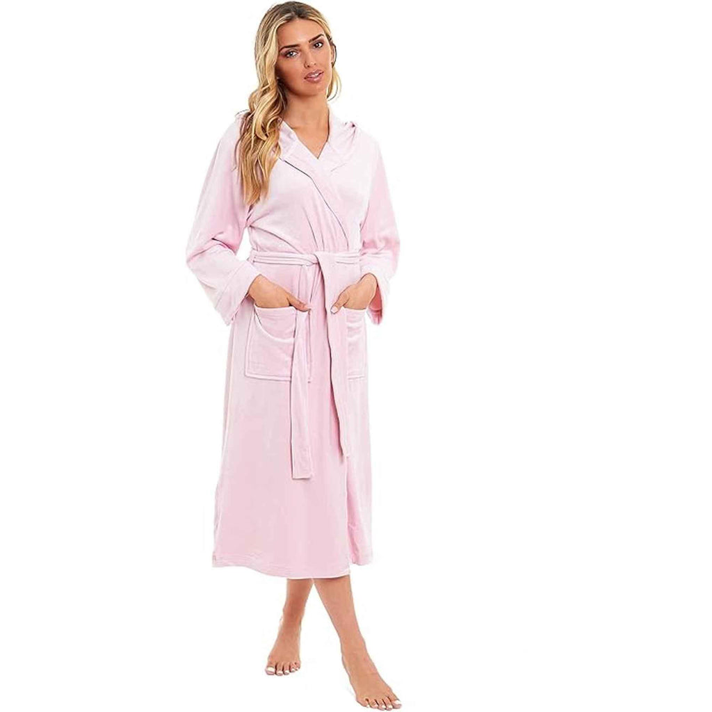 elegant-women-s-hooded-velour-robe-ultra-soft-luxurious-bathrobe-perfect-for-lounging-spa-and-gym-in-pink-and-grey-adjustable-fit-multiple-sizes-by-daisy-dreamer-robe-1184733846 - Bobobiy