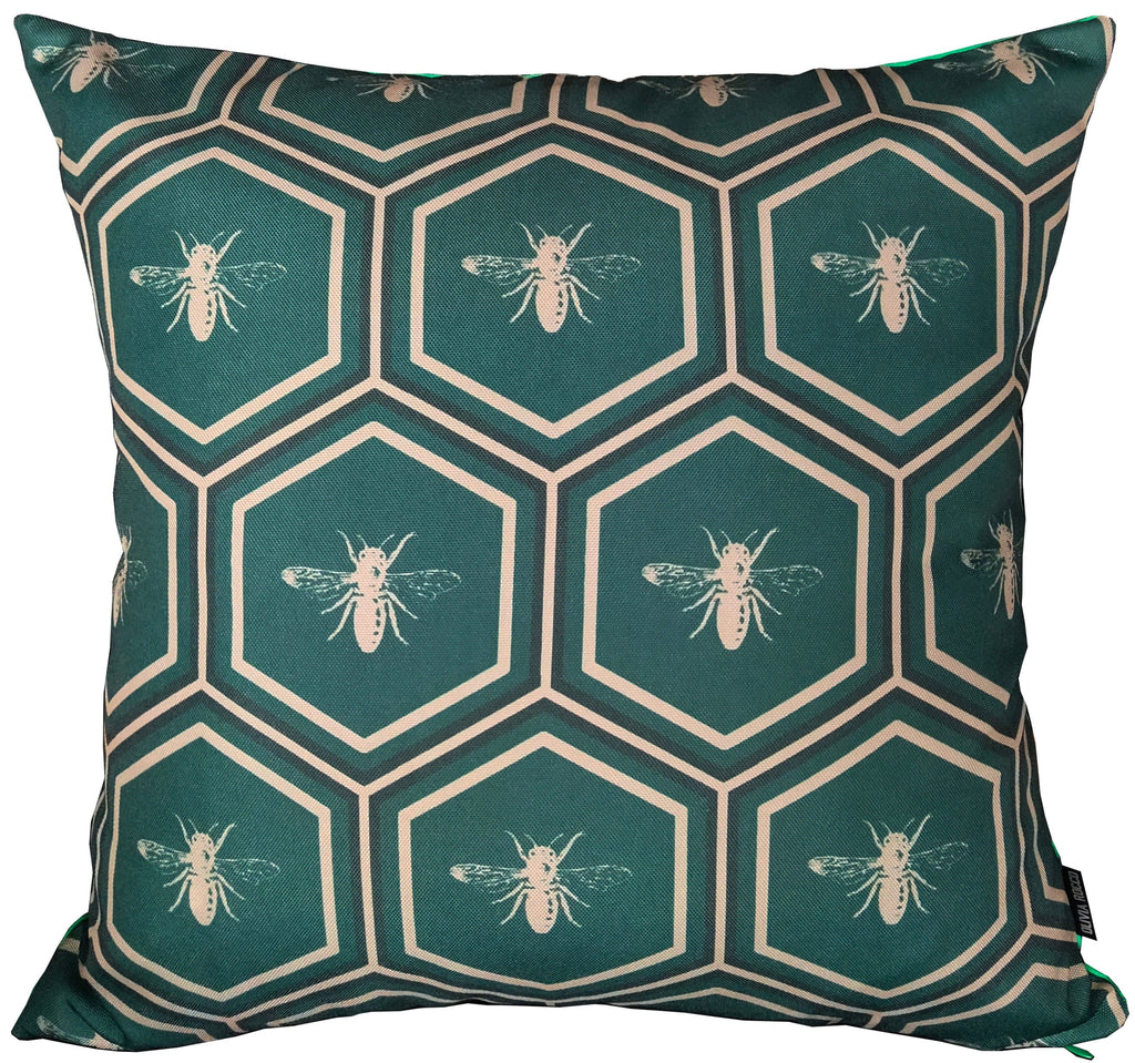 Emerald Bees Weather-Resistant Waterproof Outdoor Cushions for Patio Garden Sofa or Indoor Seating