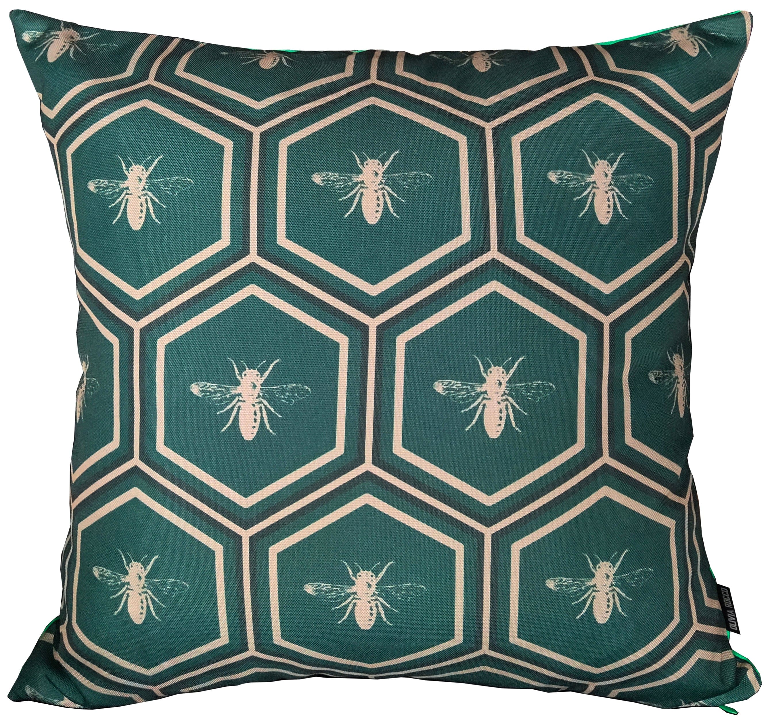 Emerald Bees Weather-Resistant Waterproof Outdoor Cushions for Patio Garden Sofa or Indoor Seating