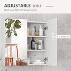 Bathroom mirror cabinet with adjustable shelf and open door showing interior