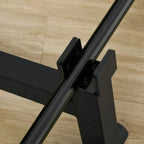 Black deadlift barbell jack side view with bar support brackets