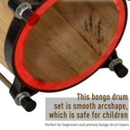 Round bongo drum with red rim and black hardware