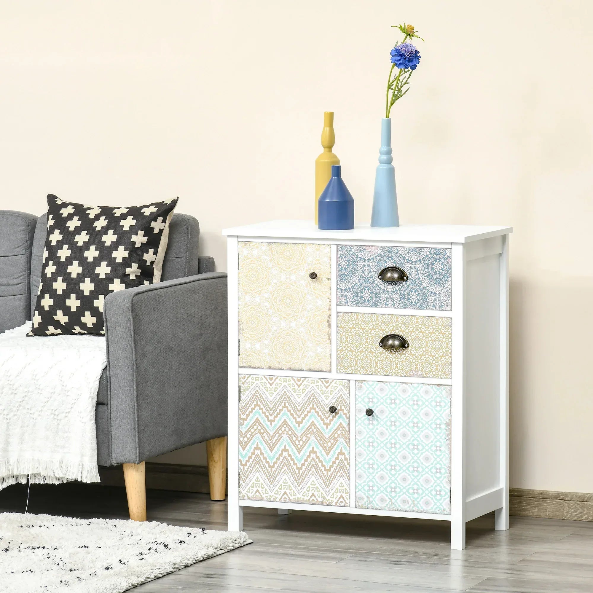 Drawer Table Sideboard Multi-purpose Storage Chest Shabby Chic Entryway Living Room Bedroom Furniture Organizer Unit - Bobobiy