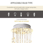 Chrome ceiling mount crystal chandelier with hanging glass bead strands