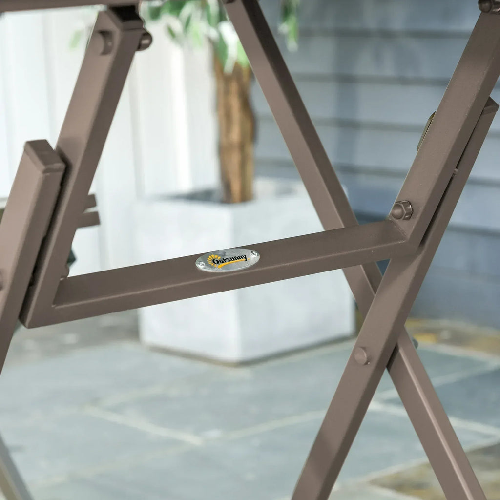 3 Piece Foldable Garden Bistro Set Patio Furniture Set with Table and 2 Chairs for Conservatory Balcony Terrace, Grey - Bobobiy