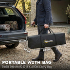 Dark grey tent carry bag with straps and folded tent for storage