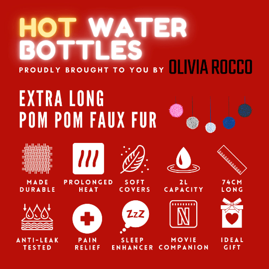 Extra Long 2L Hot Water Bottle with Plush Faux Fur Cover for Cosy Nights Natural Rubber UK Safe Tested Soft Fleece Ideal Gift for Adults Kids