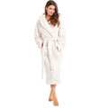 Women's Cream Snuggle Fleece Touch Hooded Robe Luxurious Soft Loungewear Cosy Durable Dressing Gown UK Sizes 8-22