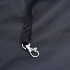 Grey dog stroller safety strap with metal snap hook