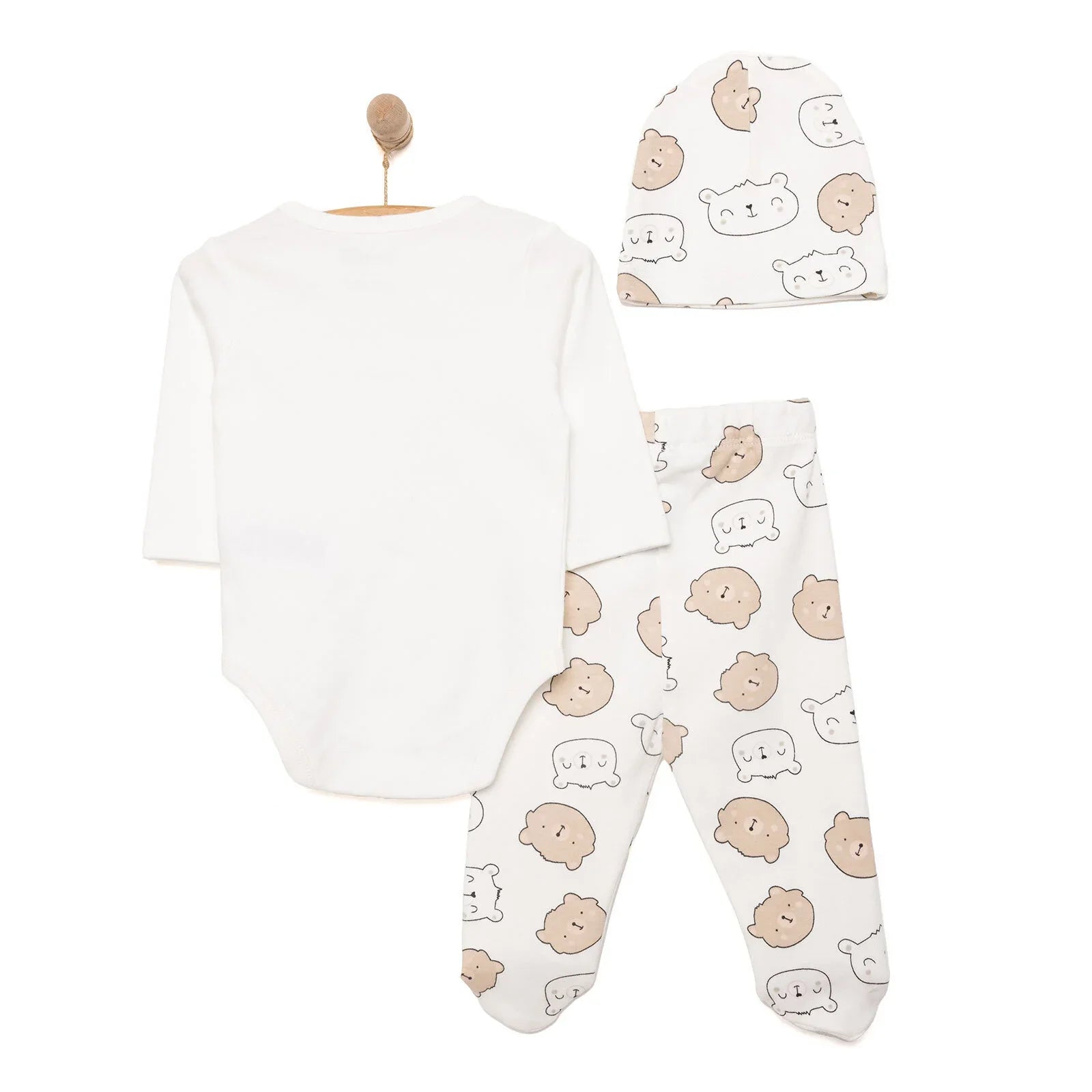 HelloBaby Boy Body-Footed Bottom-Hat - Ecru