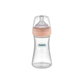 Mooma toddler feeding bottle with clear medium-flow nipple and old rose collar