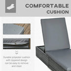 Grey padded cushion for PE rattan recliner with zippered design detail