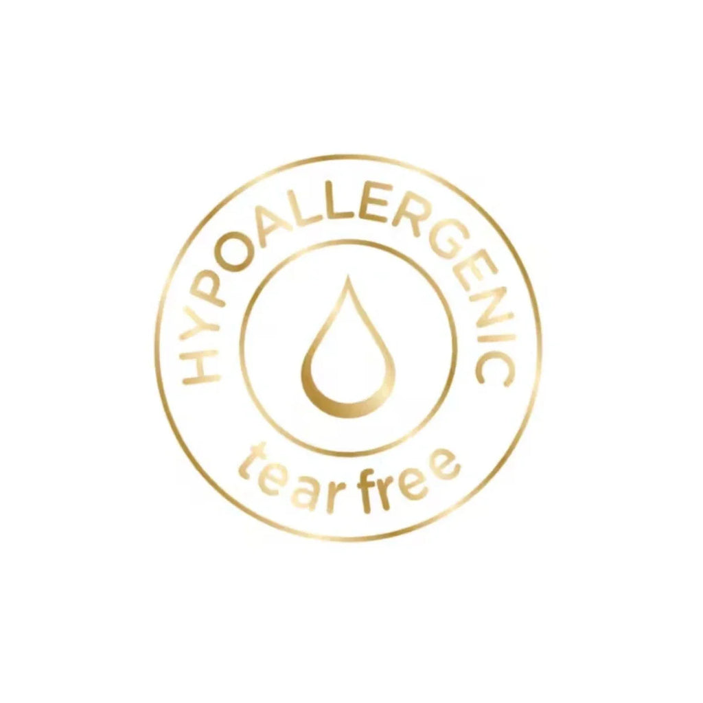 Hypoallergenic tear free logo with drop icon