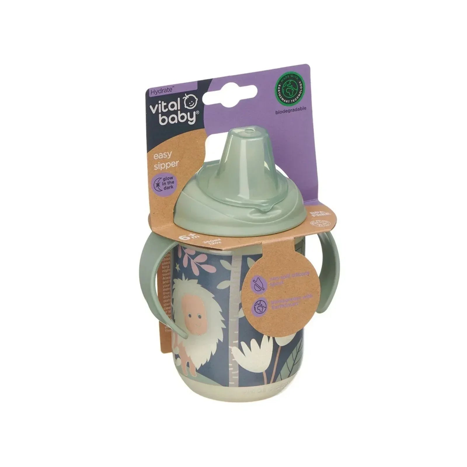 Vital Baby Hydrate Easy Sipper Cup 350ml - Jungle Glow - Bobobiy