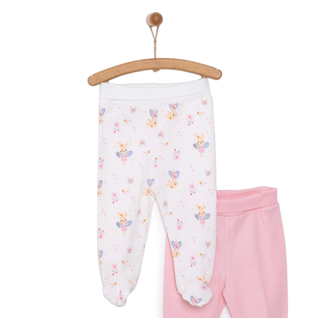 HelloBaby Newborn 2 Pcs Footed Leggings - Pink