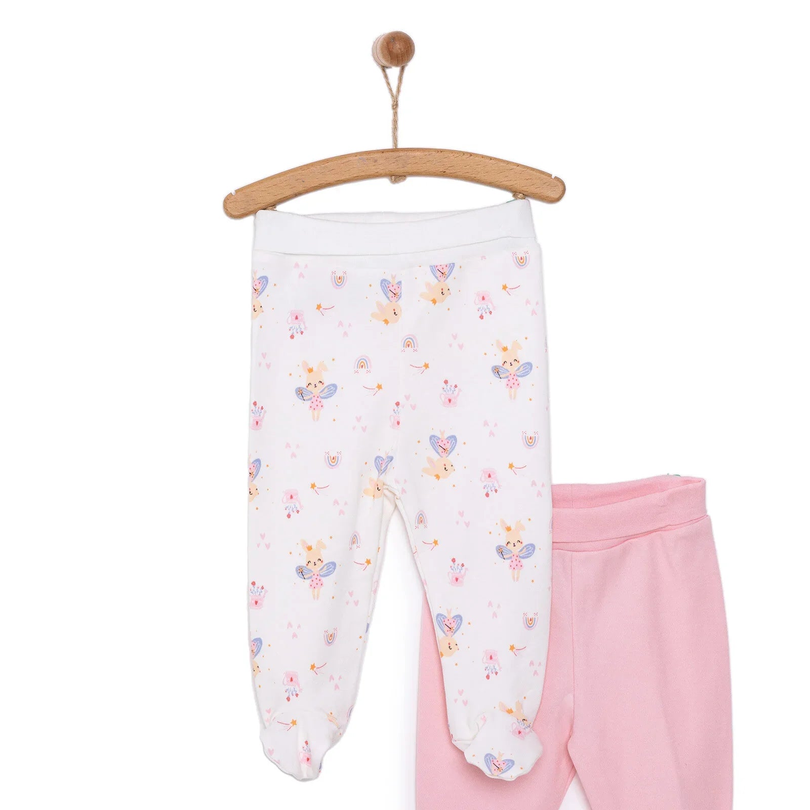 HelloBaby Newborn 2 Pcs Footed Leggings - Pink