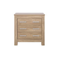 Oak baby dresser with changing top, four drawers and silver bar handles