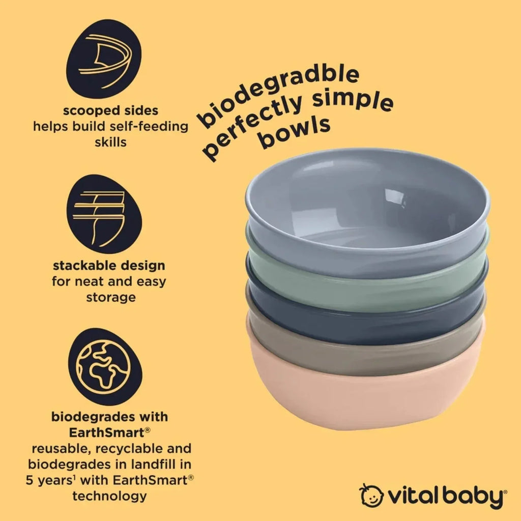 Vital Baby Nourish Perfectly Simple Bowl Pack of 5 - Bobobiy