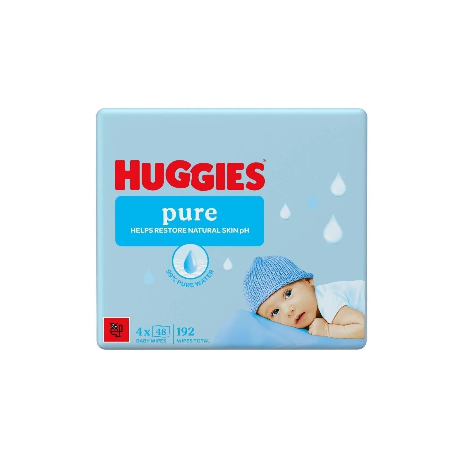 Huggies Pure Plastic Free Baby Wipes 4x48 pcs