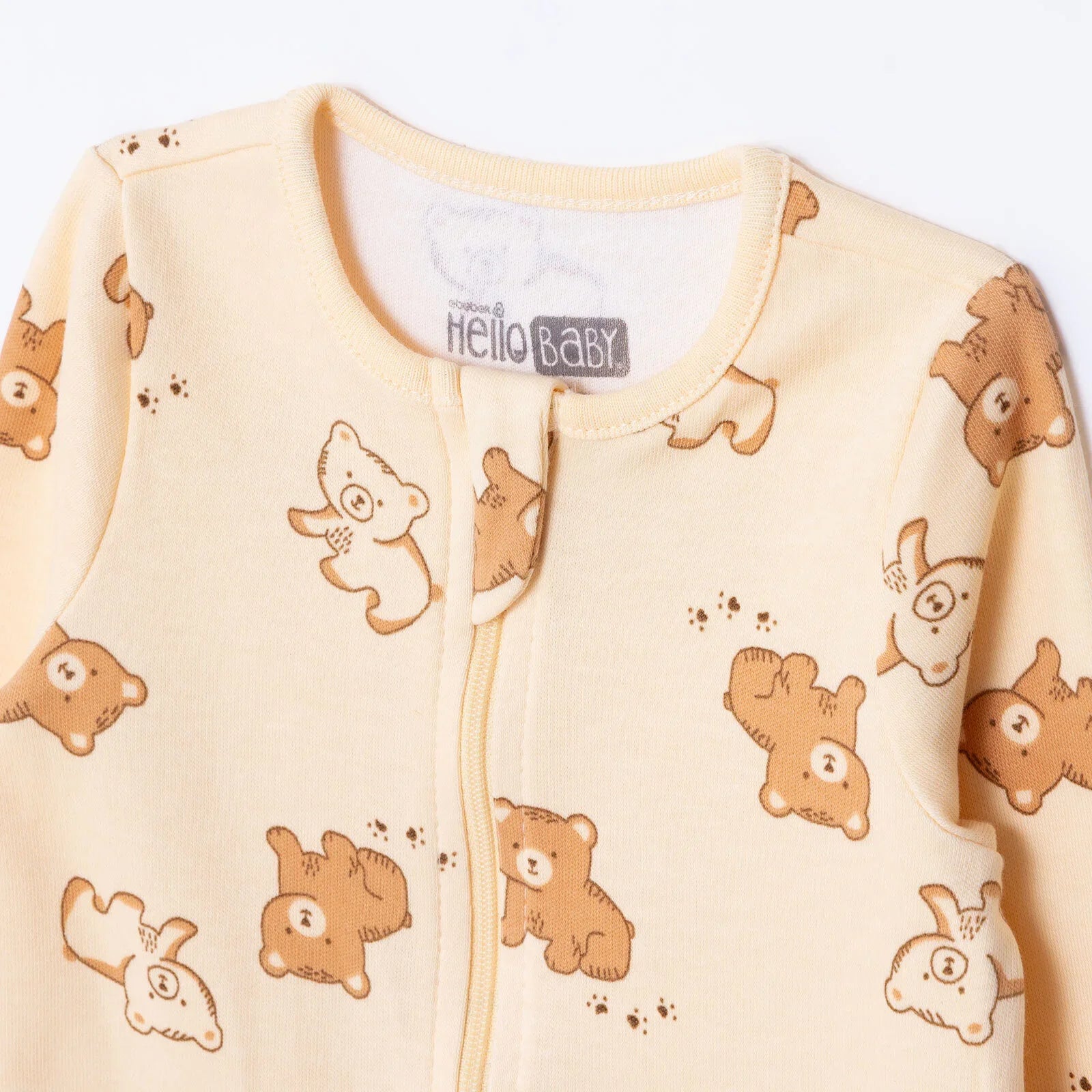 HelloBaby Newborn Footed Jumpsuit - Beige Printed