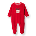 HelloBaby My First Christmas Newborn Unisex Velvet Footed Jumpsuit - Green