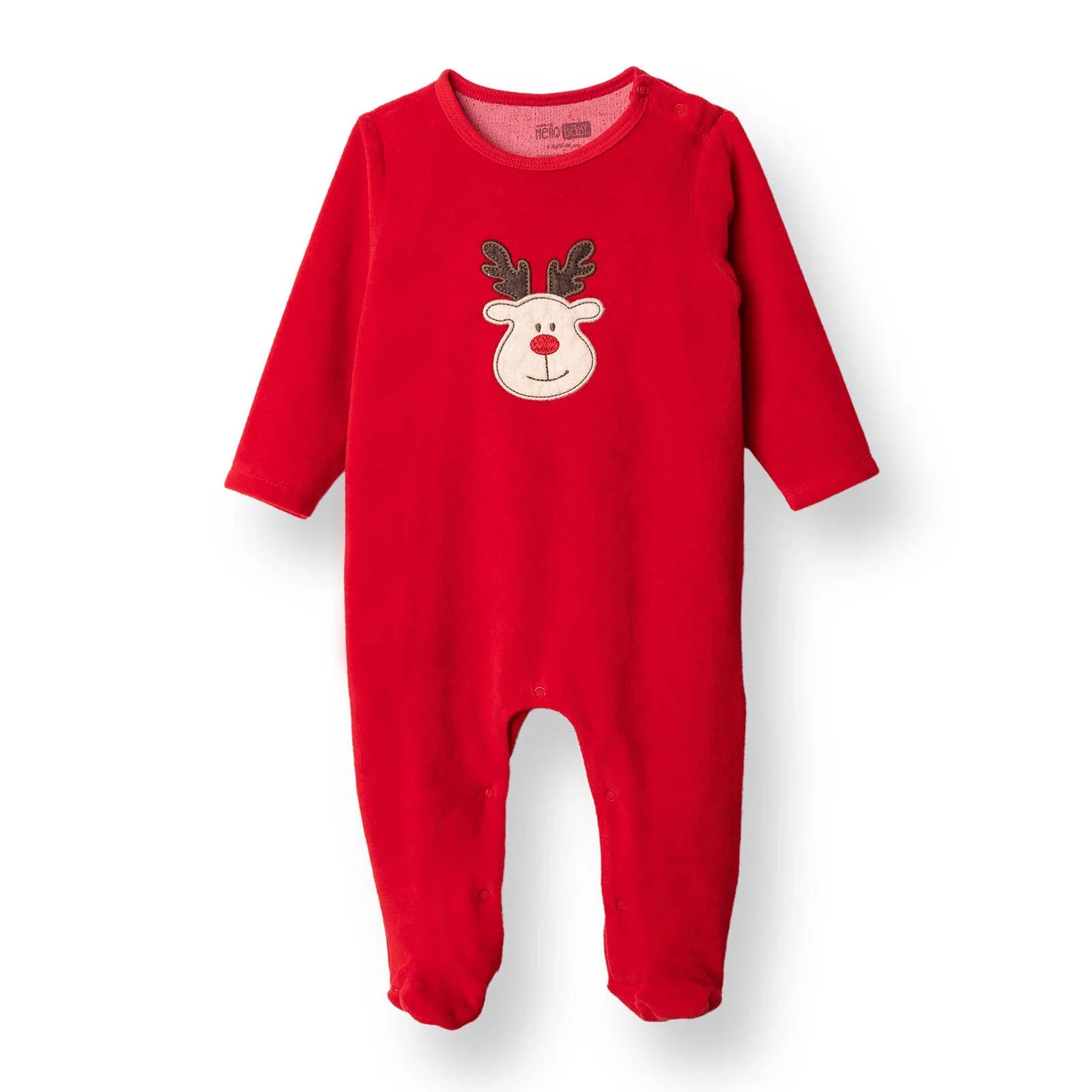 HelloBaby My First Christmas Newborn Unisex Velvet Footed Jumpsuit - Green