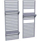 Grey wall-mounted plant stand set of 2 with slatted trellis and built-in shelves