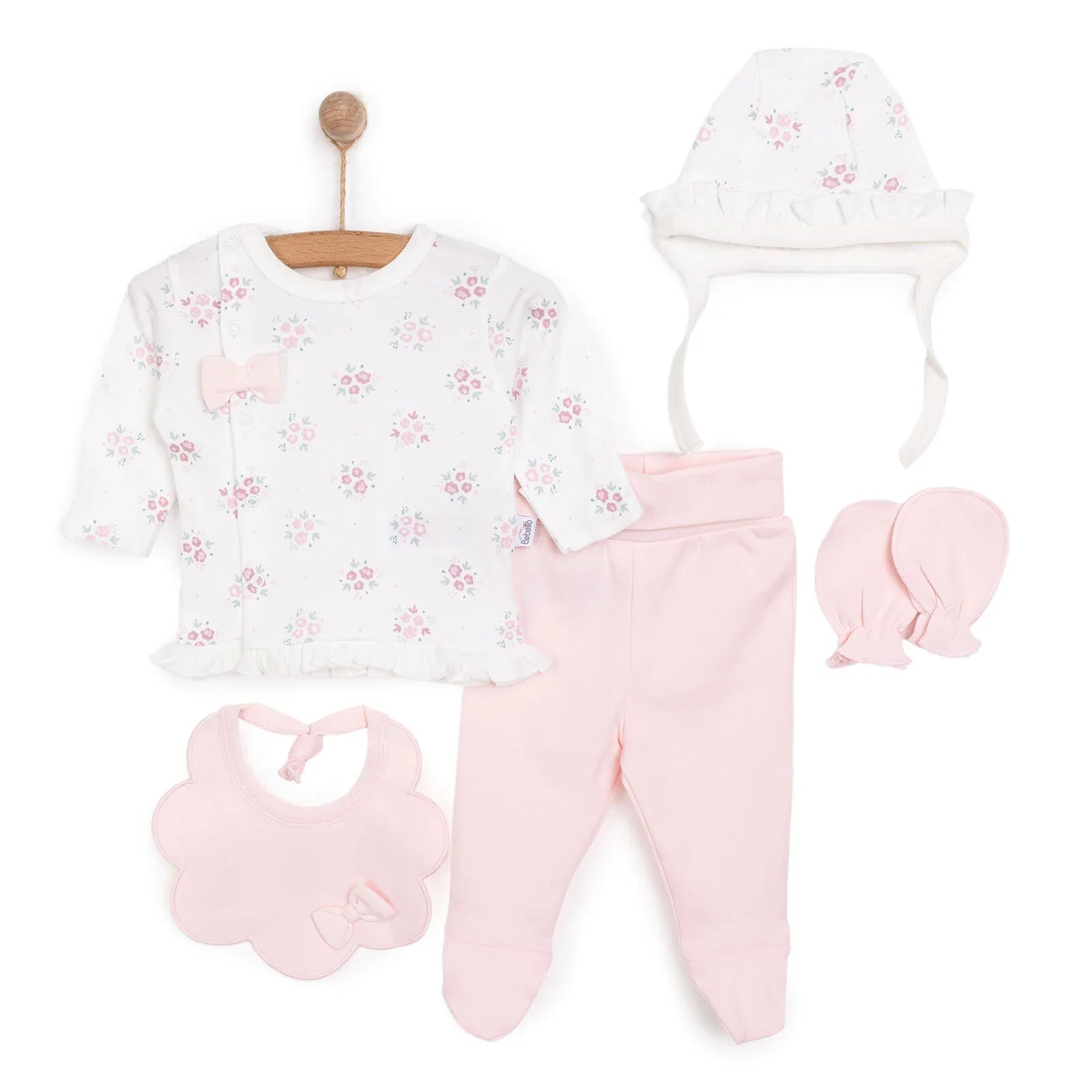Bebetto Flowers Girl 5 Piece Newborn Set - Salmon
