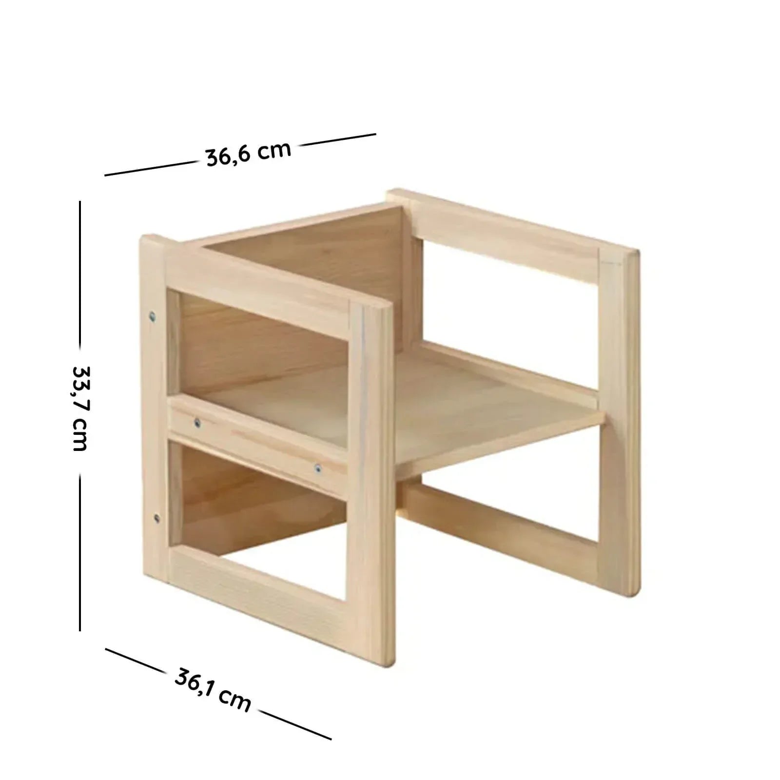 Montessori Wooden Convertable Table & Chair 36,1 cm (W) x 33,7 cm (H) x 36,6 cm (L) - Bobobiy