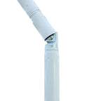 Close-up of tilt parasol pole joint and rib connection on white frame