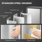 Fingerprint-resistant stainless steel waste bin body, silver tone