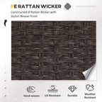 PE rattan wicker weave panel showing stylish hand-woven finish in dark brown