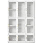 White foldable clothes wardrobe with nine clear-window cube doors.