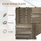 Charcoal grey slatted wooden interlocking decking tile panel with raised connectors