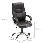 High-back faux leather office chair with armrests and 70 cm wide base