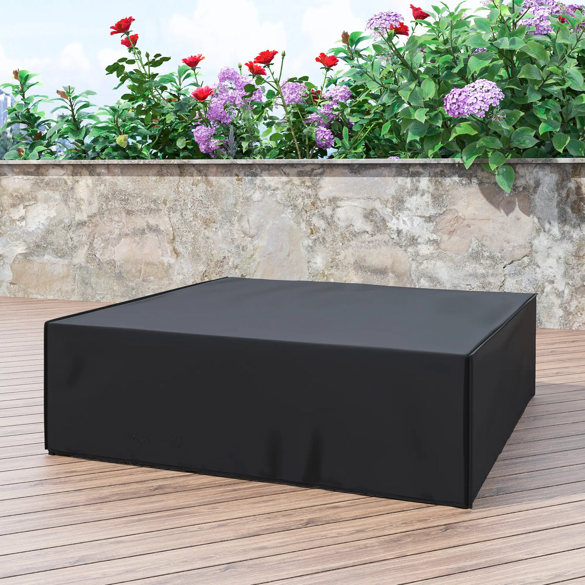 Outsunny Large Patio Garden Set Cover 600D Oxford Square Waterproof, 230 x 230 x 70cm, Black