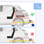 Car fit measurement illustration for collapsible dog travel crate, dimension markers