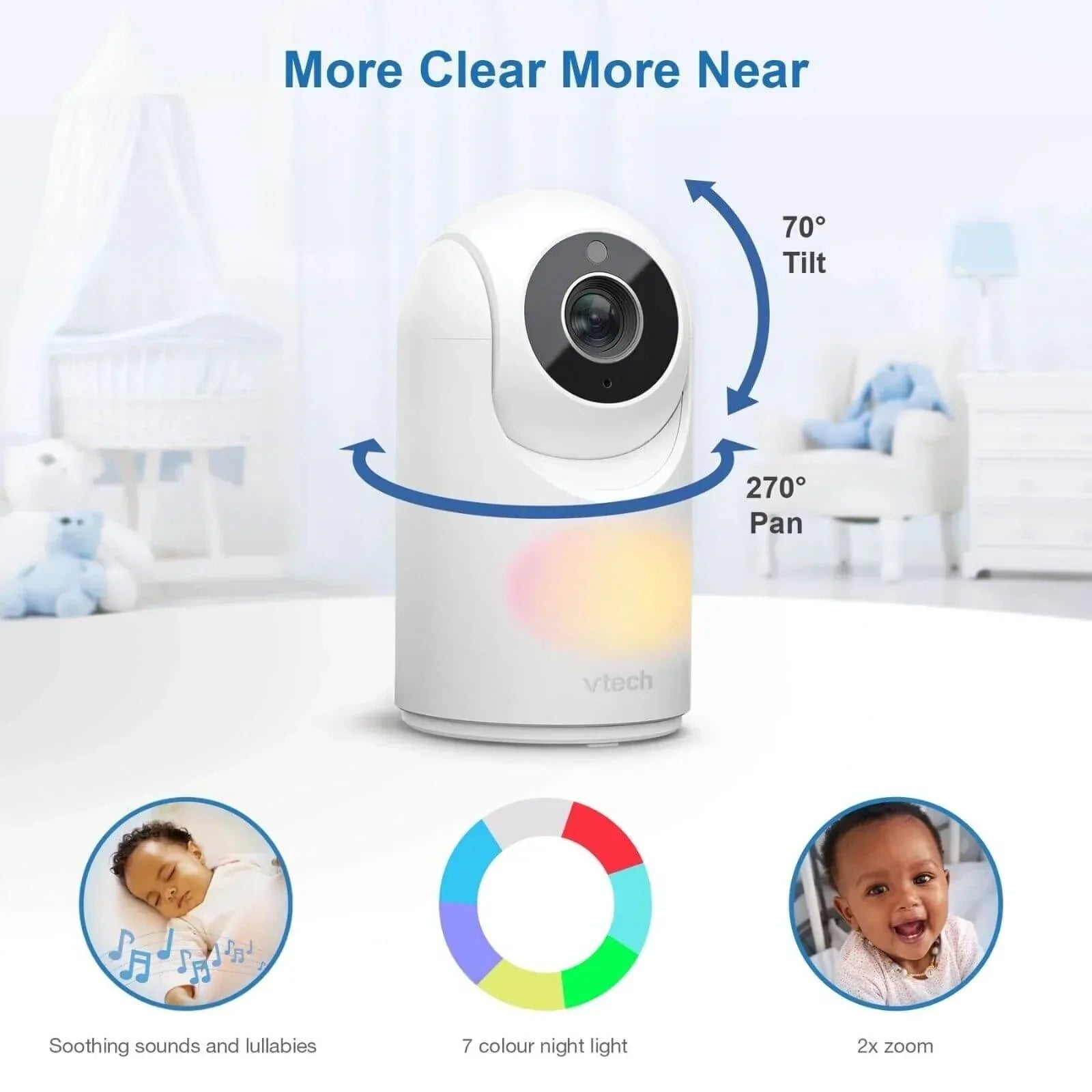 VTech - VM3263 2.8" Pan & Tilt Video Monitor with Night Light - Bobobiy