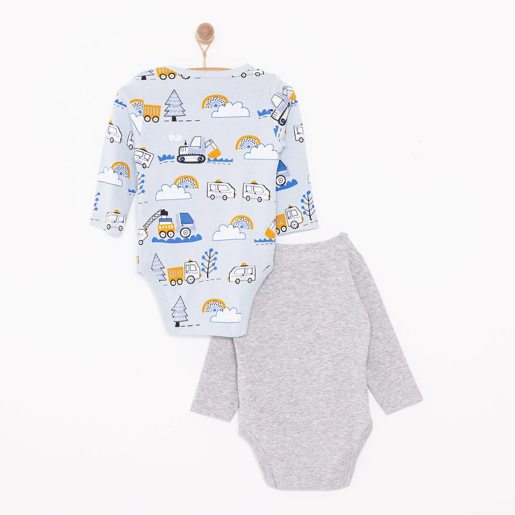 HelloBaby Boy 2-Pack Long Sleeve Bodysuit - Blue