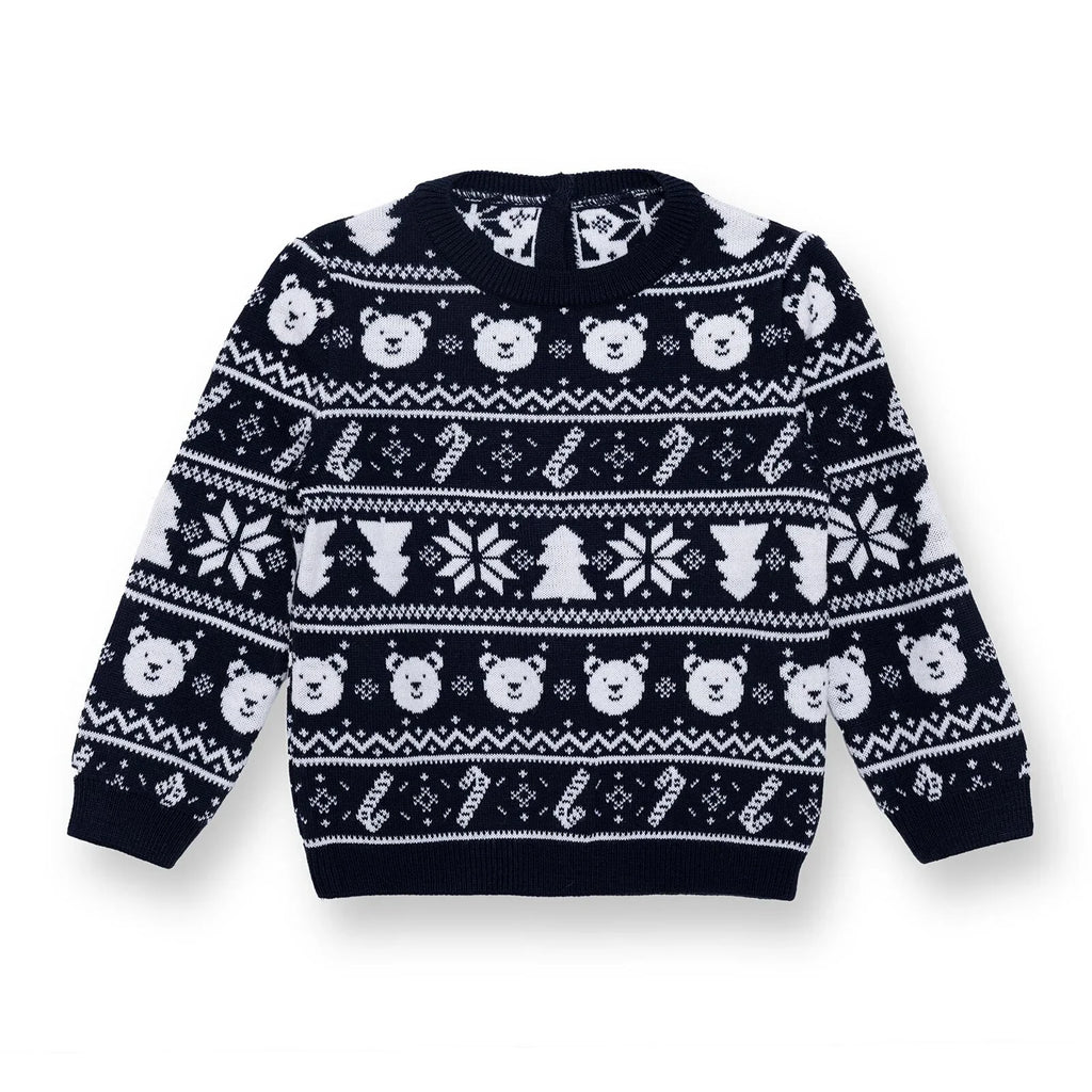 HelloBaby Christmas Baby Boy Snow Party Sweatshirt - Navy Blue
