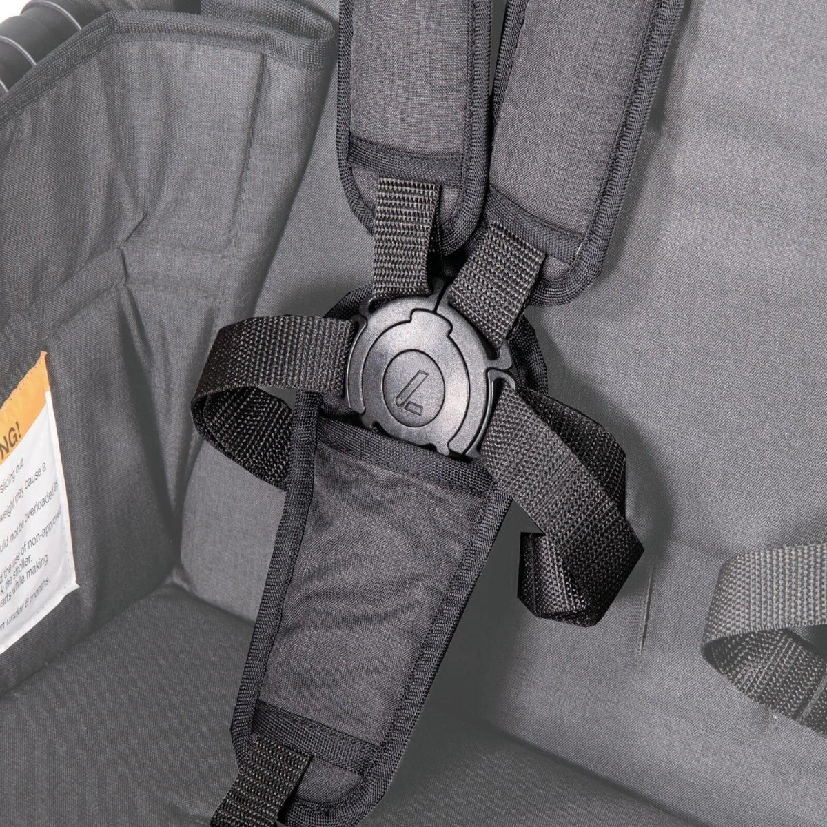 Jet black stroller wagon seat harness with buckle and adjustable straps