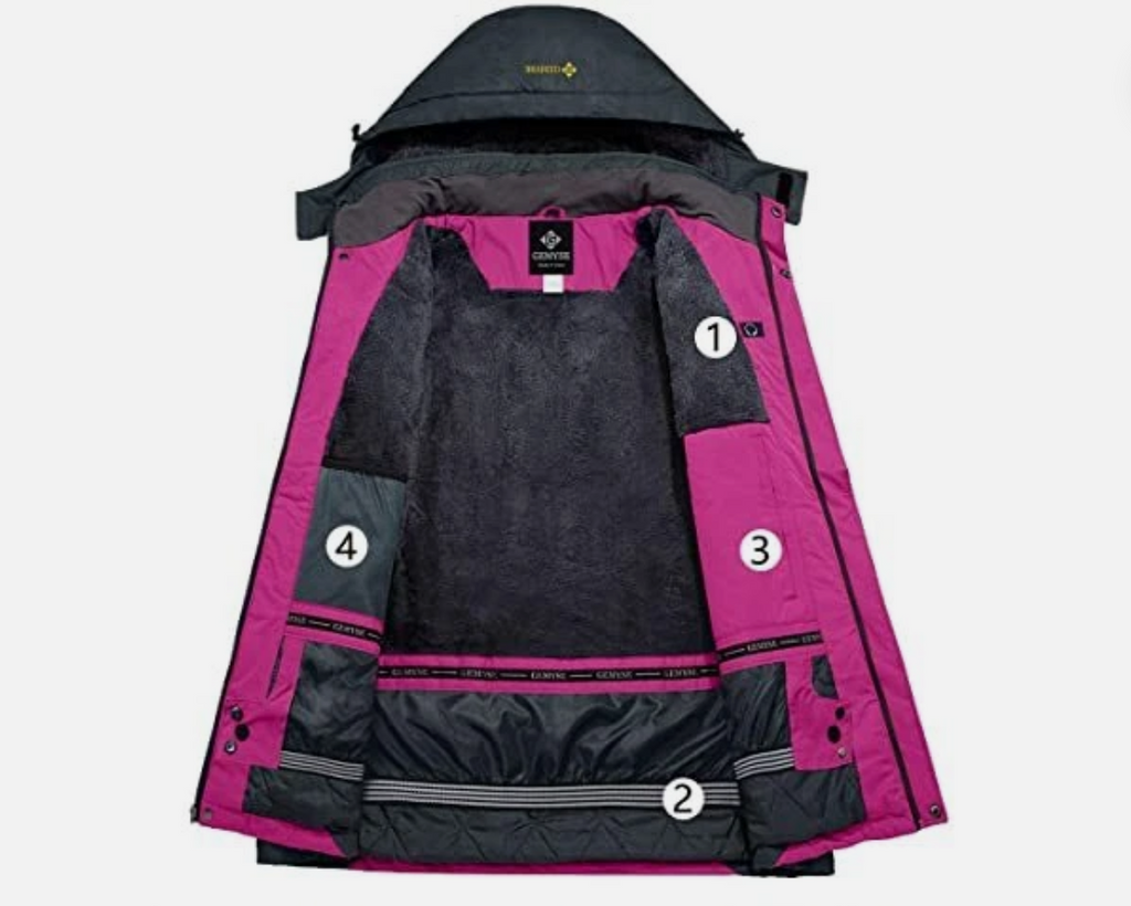 Womens Ski Jacket Waterproof Winter Fleece Lining Coat, Pink Size L GEMYSE
