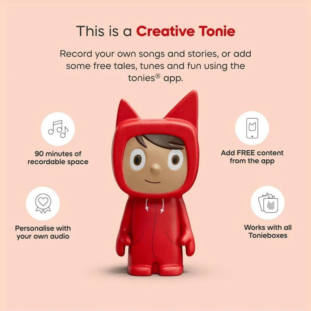 Red cat-eared Creative Tonie figurine for recording and play