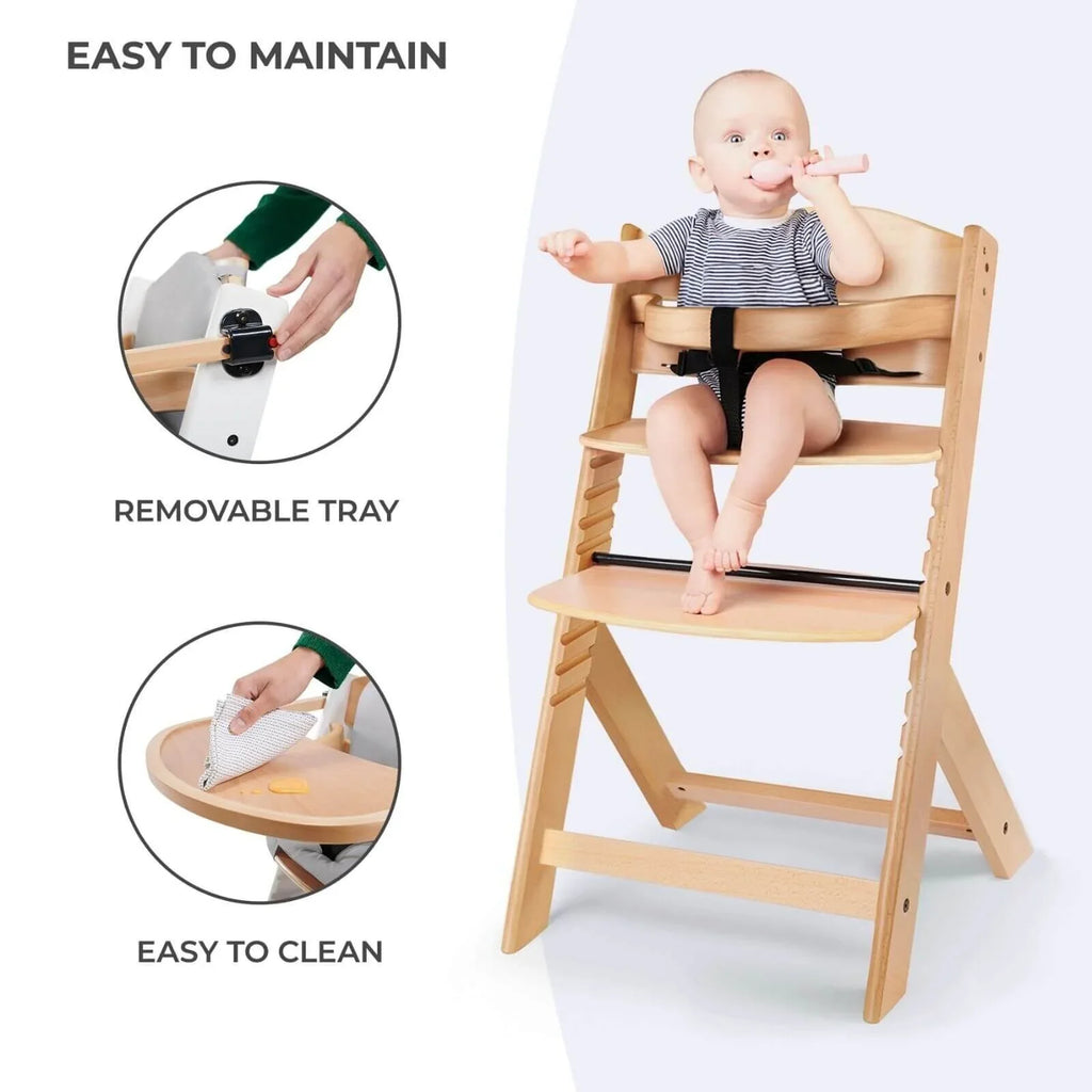 Kinderkraft Enock Wooden Highchair - Wooden Natural
