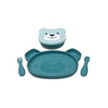 TUM TUM Silicone Weaning Bowl & Spoon Set Boris Bear - Blue - Bobobiy